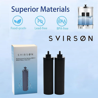 SVIRSON® BB9-2 Compatible Replacement Water Filter Elements (2 Pack) – Fits Berkey® Gravity Water Filter Systems