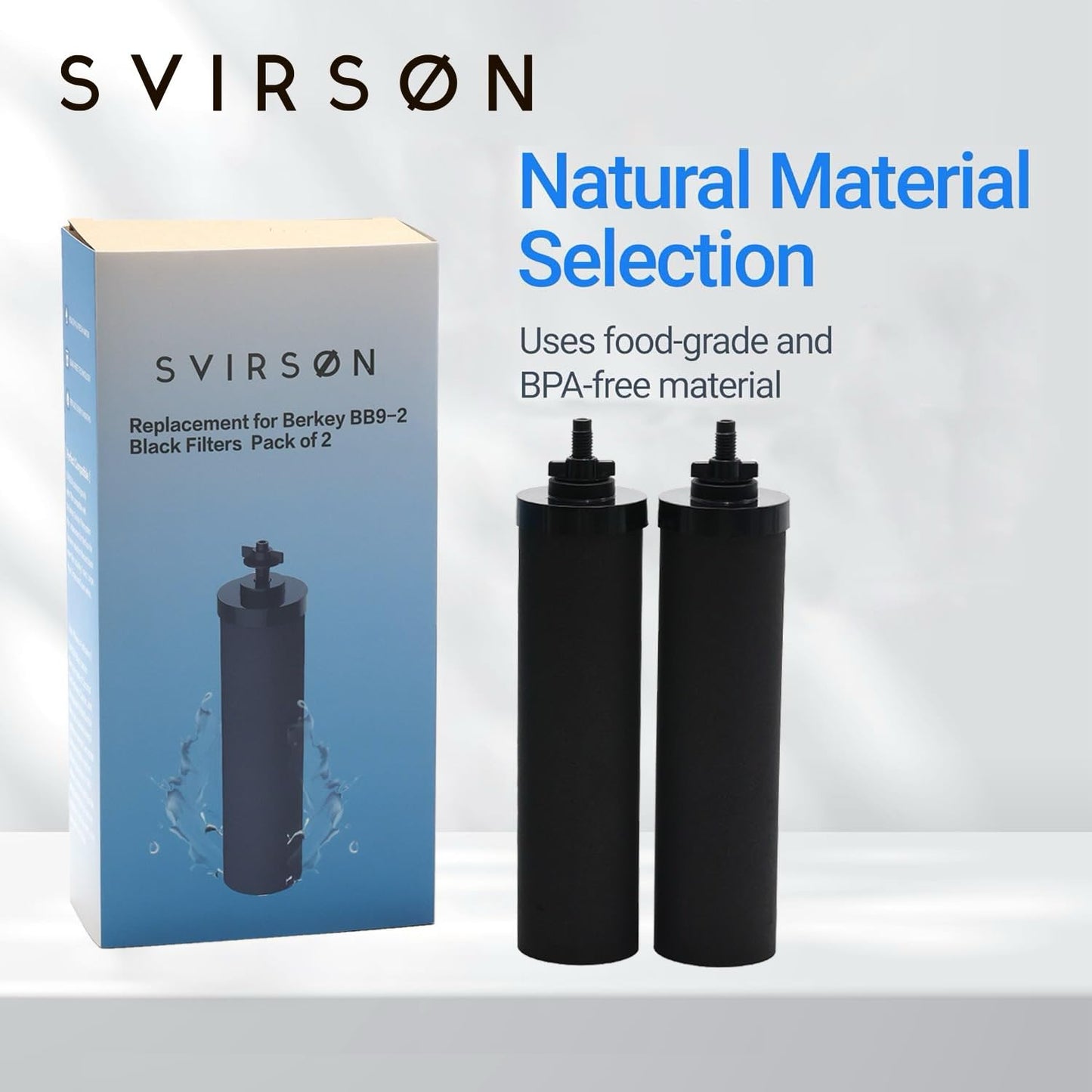 SVIRSON® BB9-2 Compatible Replacement Water Filter Elements (4 Pack) – Fits Berkey® Gravity Water Filter Systems