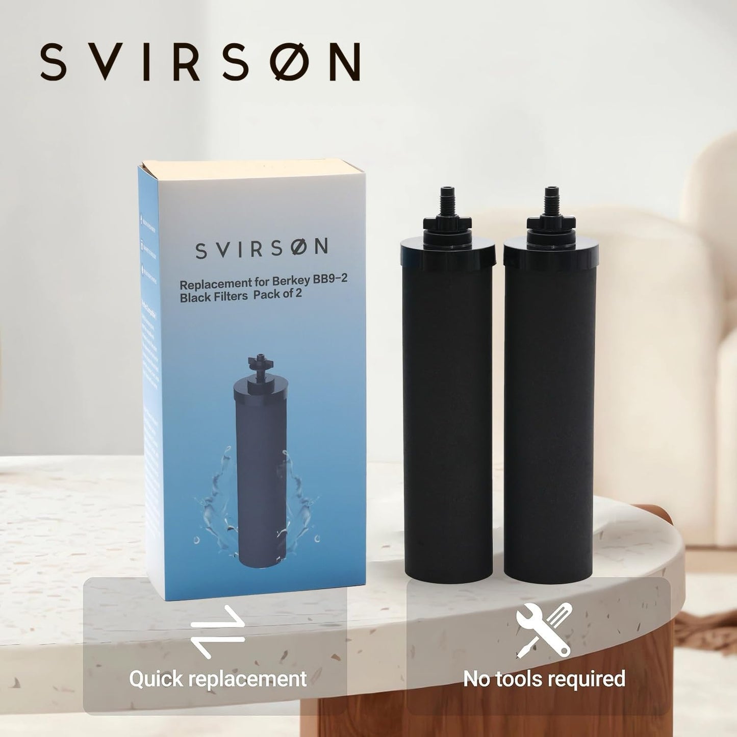 SVIRSON® BB9-2 Compatible Replacement Water Filter Elements (2 Pack) – Fits Berkey® Gravity Water Filter Systems