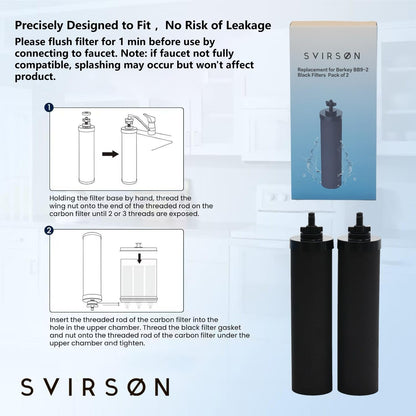 SVIRSON® BB9-2 Compatible Replacement Water Filter Elements (4 Pack) – Fits Berkey® Gravity Water Filter Systems