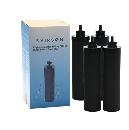 SVIRSON® BB9-2 Compatible Replacement Water Filter Elements (4 Pack) – Fits Berkey® Gravity Water Filter Systems