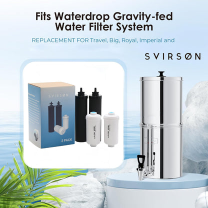SVIRSON® BB9-2 Compatible Filter Combo Pack – Carbon Water Filter Elements + Fluoride Filters – Fits Berkey® Gravity Water Filter Systems