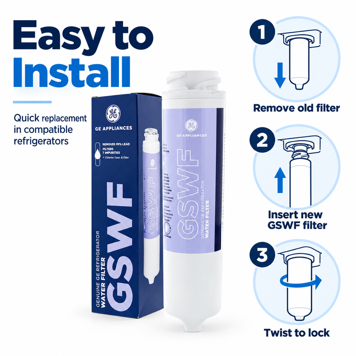 GE Appliances GSWF Refrigerator Water Filter