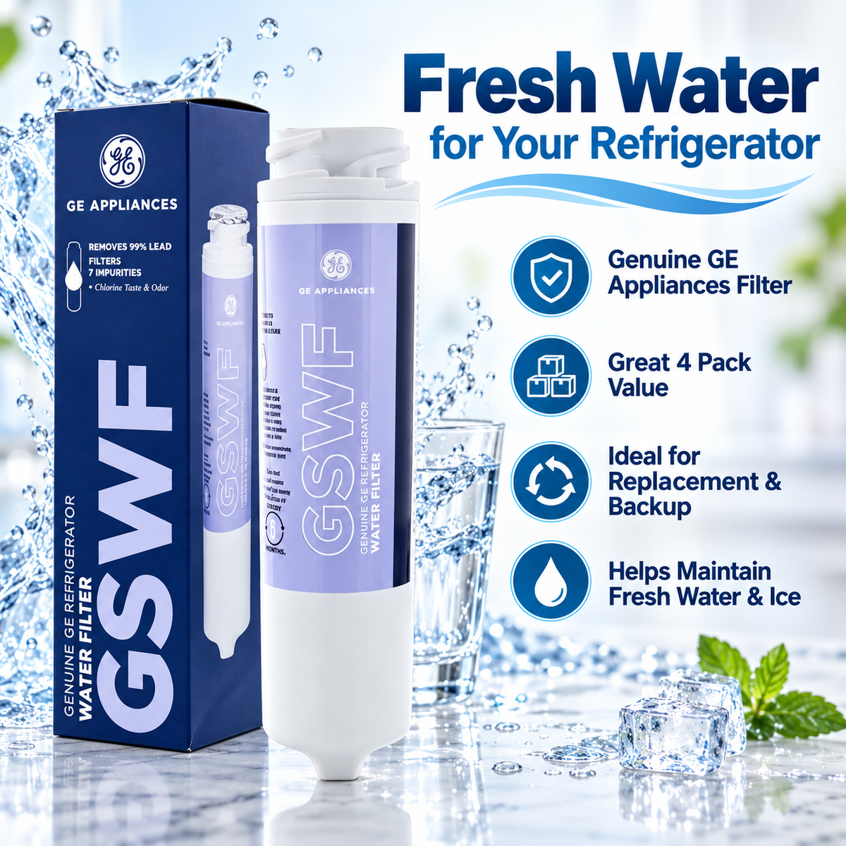 GE Appliances GSWF Refrigerator Water Filter