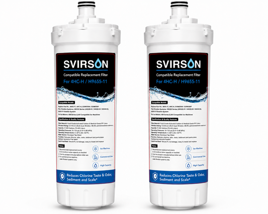 SVIRSON 4HC-H Water Filter for Hoshizaki H9655-11 – Commercial Ice Machine Replacement Filter – Coconut Shell Carbon Block + PP – 2 Pack