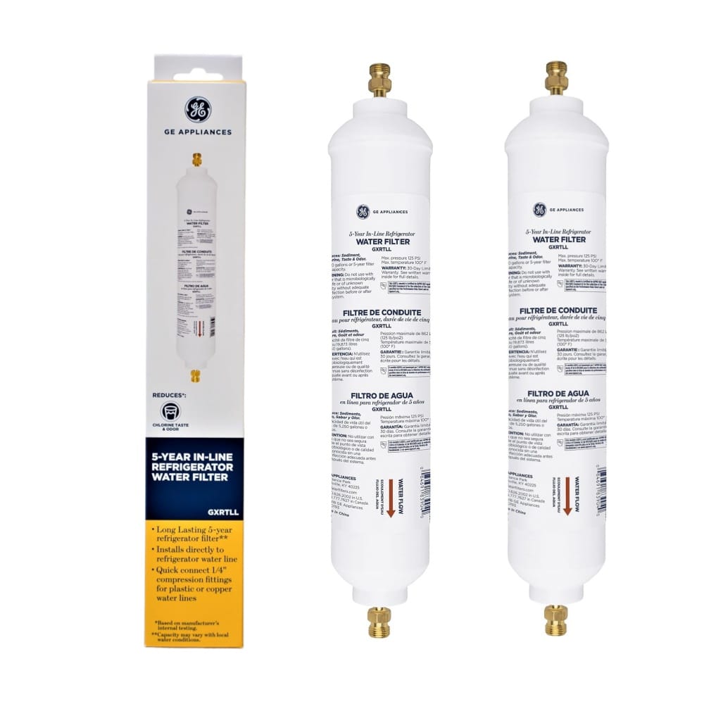 GE Appliances GXRTLL 5-Year Inline Water Filter for Refrigerators & Ice Makers 2 Pack