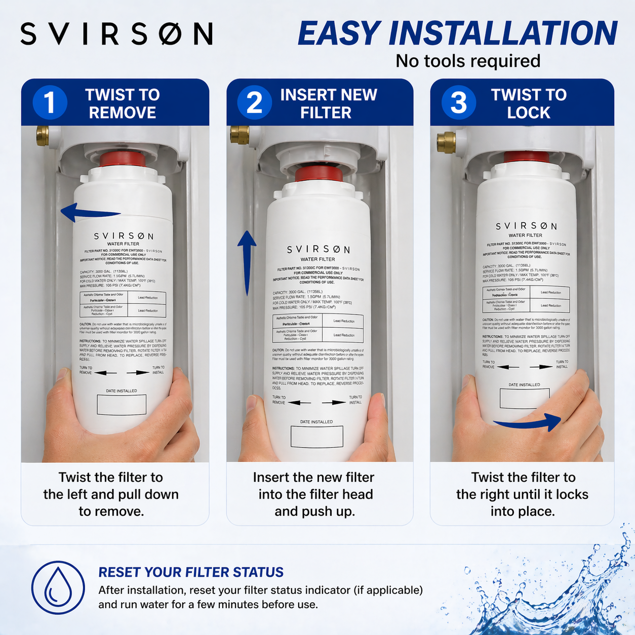 SVIRSON 51300C Water Filter Replacement for Elkay EWF3000 (4 Pack) – Long Lasting Compatible Filters